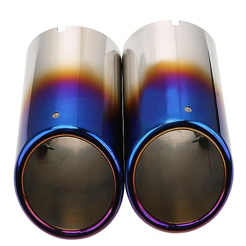 Embout d'échappement de voiture LEEPEE silencieux double bleu pour protection de tuyau d'origine