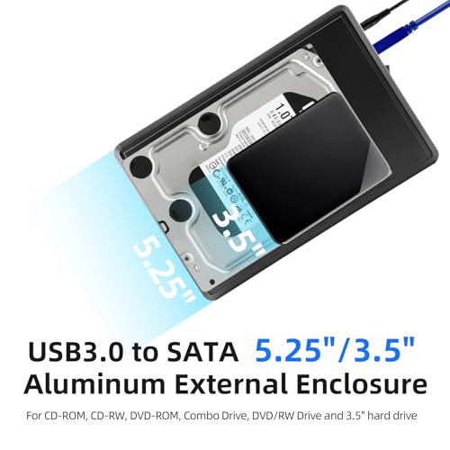 Châssis aluminium pour graveur DVD et Blu-Ray avec interface SATA vers USB 3.0 stable - 2