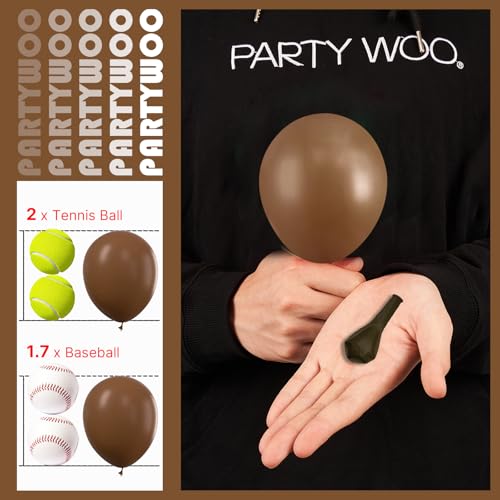 Image of PartyWoo Brown Balloons 100pcs 5 Inch Small Mini Boho Neutral Coffee Tan Fall Latex Balloons for Wedding Baby Shower Gender Reveal Graduation Safari Woodland Birthday Fall Party Decorations Brown-F09