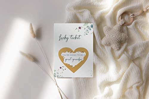 Image of Joli Coon Pregnancy announcement scratch card - You are going to be a great grandpa - Baby announcement with envelope - Eucalyptus