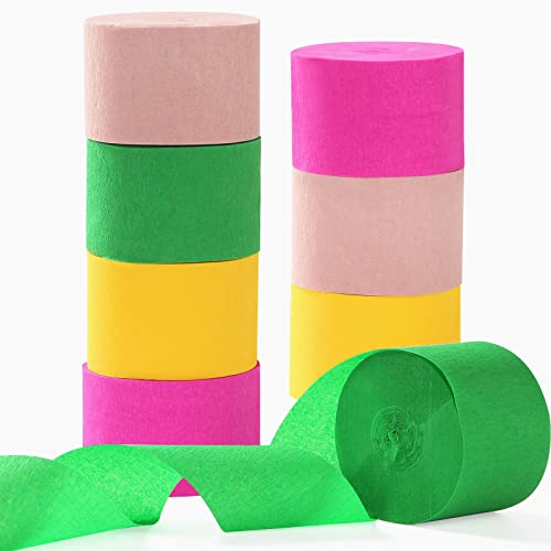 Image of Hawaiian-Themed Pool Party-Decorations Streamers - 8 Rolls Tropical Jungle Aloha Birthday Supplies Bachelorette Crepe Tissue Paper Banners,Summer Beach Baby Shower Backdrop Garland Decor Panduola