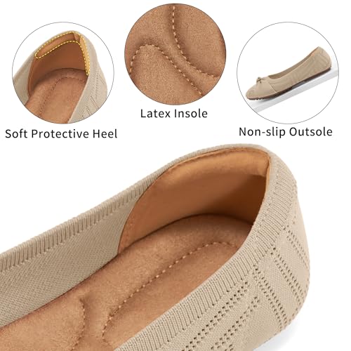 Ablanczoom Ballet Flats Shoes for Women: Dressy Round Toe Bow Knit Flats Comfortable Slip On Dress Shoes for Work Business Wedding 5