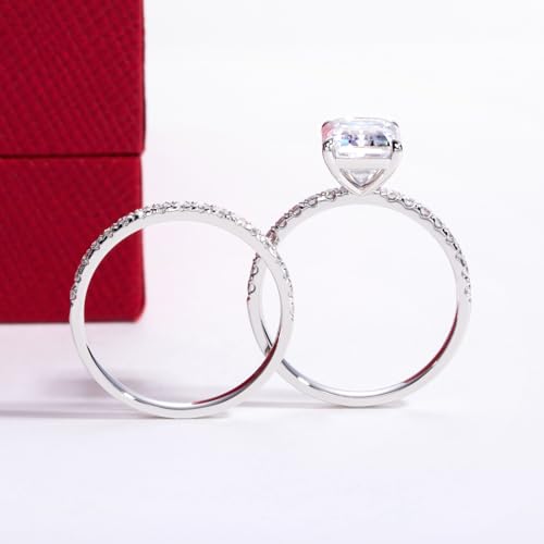Solid 14K White Gold/Yellow Gold (3CT Center Stone) Moissanite Bridal Ring Set, Real Gold | D Color and FL-VVS1 Moissanite | Wedding Anniversary Ring Set3
