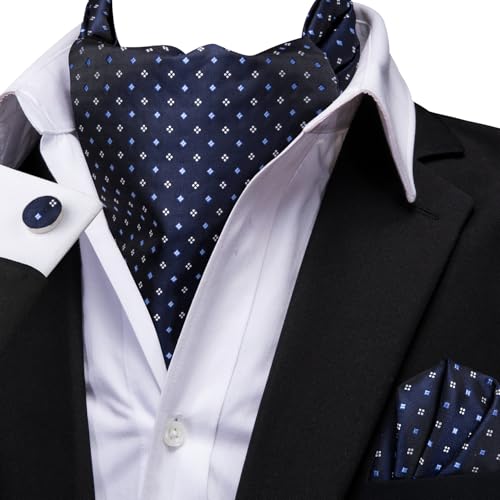 Image of Dubulle Paisley Floral Ascot for Men Self Tie Mens Cravat and Pocket Square Cufflinks Wedding