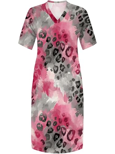 Image of PinkPatty Women's Plus Size Short Sleeve Maxi Dress Casual Loose V Neck Long Dress with Pockets
