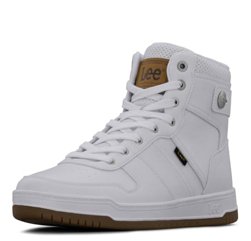 Lee Mens Noah Hi Retro Court Fashion Sneaker White Mono/Gum 11.5 M