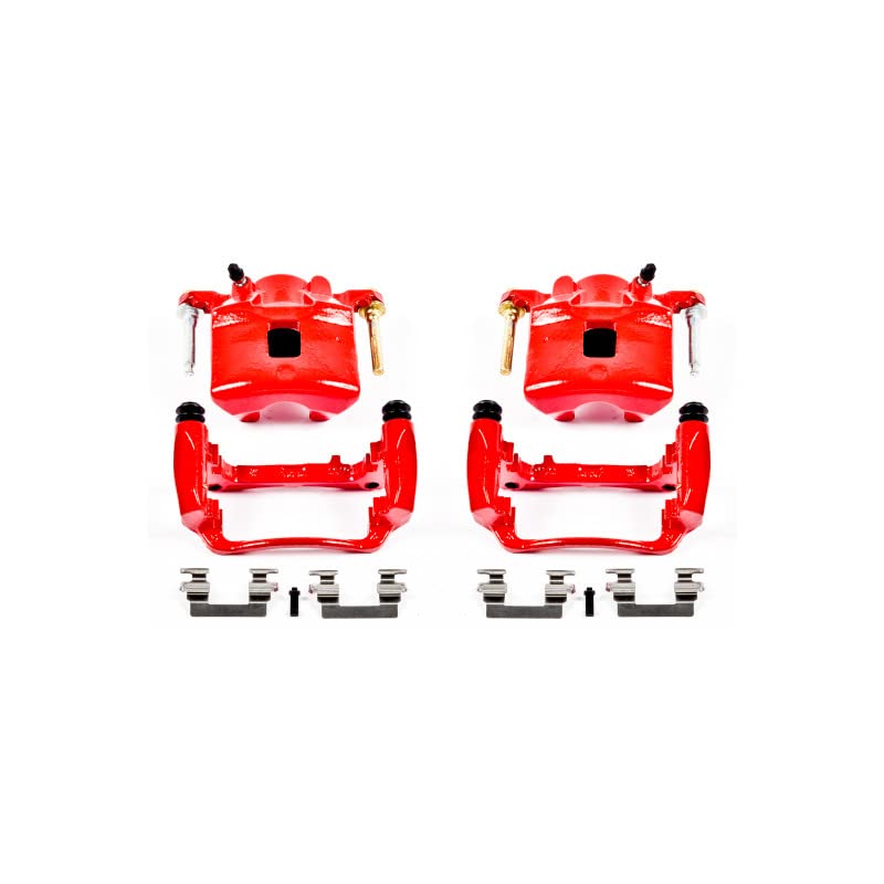 Image of PowerStop Front Red Powder Coated Brake Caliper Pair for Chevrolet Cobalt 2007 |Pontiac G5 2007-10 |Saturn Ion 2003-07 - High-Temp Brake Caliper Upgrade, S4880