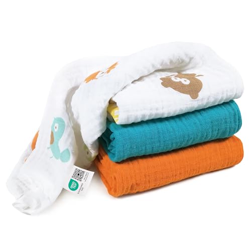 MAKIAN Mullwindeln 3er Pack, 80x80 cm, Oeko-TEX® Standard 100 geprüft, 3...