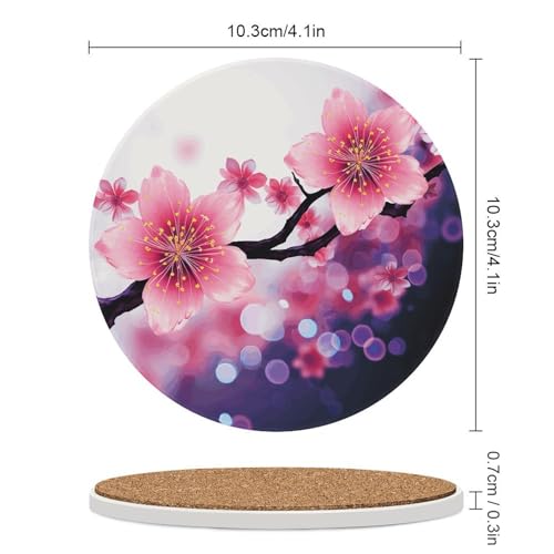 Dessous de verre rond imprimé fleur pour table basse de salon - 3