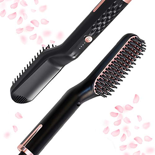Mini Hair Straightener Brush, Beard Straightening Brush Heated Hair Straightening Comb for Women, Man and kids, Portable Hair Electric Comb?Anti-Scald??Auto Shut Off?for Travel , Gift