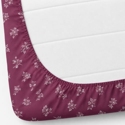 Image of King Size Fitted Bedsheet for Double Bed | 300 TC Cotton Feel Microfiber | All Around Elastic with 2 Frill Pillow Covers | Soft & Durable | (Design4, Fitted -60x78 Queen)