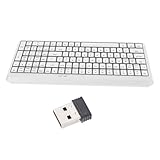 Lazmin112 2,4-G-Funktastatur, 105 Tasten in Voller Größe, Silent Scissor Switch-Tastatur mit Ziffernblock und Multimedia-Hotkeys, für PC Laptop OS (White)