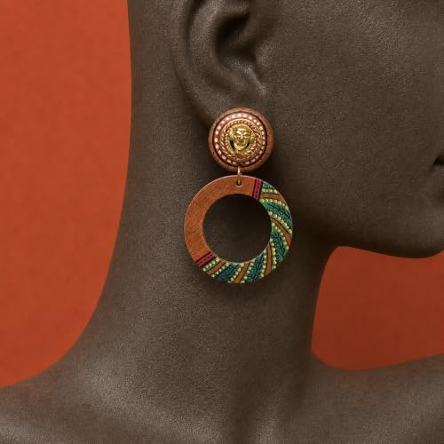 Image of Handcrafted Boho & Ethnic Earrings for Women - Wooden & Brass Statement Designs in Loop, Swing & Motif Styles
