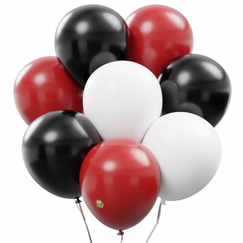 Image of AFTERLOON Natural Rubber Latex Mini Balloons 100 pcs Black /Red /White 5 Inch, Plastic-Free Alternative Pearlescent Durable Thickened Extra Strong Helium Float, Baby Shower Garland Arch Wedding Decor