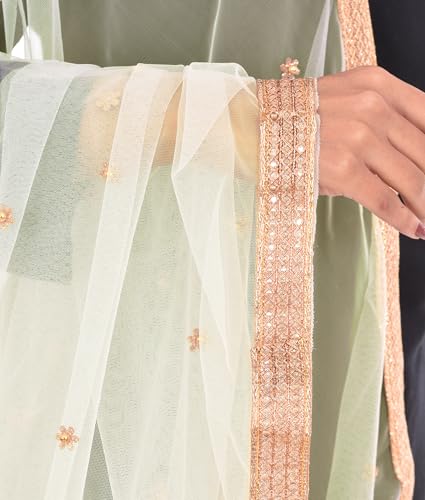 Image of YOUTHQUAKE Women's Embroidered Net Dupatta