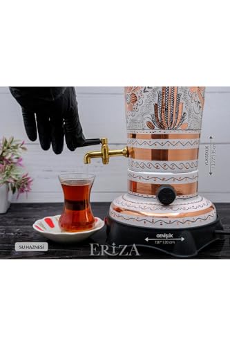 Samovar eléctrico cobre 2.9 litros diseño turco blanco miniatura 4