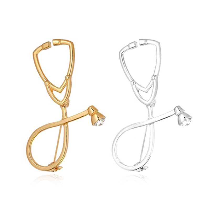 Image of coadipress 2Pcs Stethoscope Brooch Pins Stethoscope Lapel Pin Cute Brooch Medical TreatmentPin Badges for Women Men Doctor Nurse Medical Clothing Bags Decor Jewelry Gift