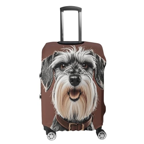 Adorable Schnauzer Luggage Cover, Washable Elastic Suitcase Cover Protector Fit 18-32 Inch Luggage4