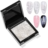 Makartt 3D Gel Nail Art: No Wipe UV Nail Gel, Neige Étoilée White Texture Gels for Nails Design, 5g Fairy Aurora Powder Gels, Glitter Mermaid 3D Nails Charms