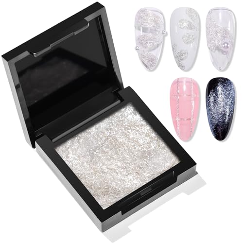 Makartt 3D Gel Nail Art: No Wipe UV Nail Gel, Neige Étoilée White Texture Gels for Nails Design, 5g Fairy Aurora Powder Gels, Glitter Mermaid 3D Nails Charms