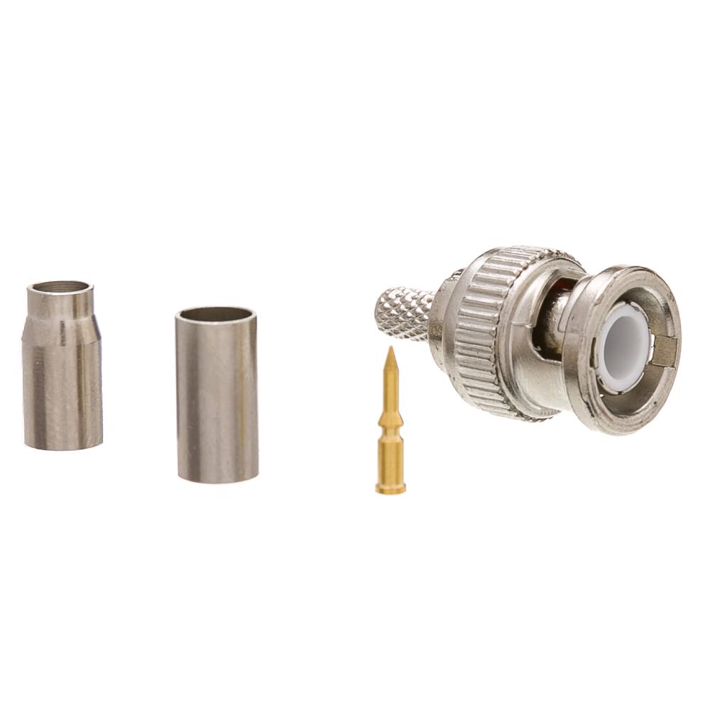 Cable Central LLCBNC Crimp Connector for RG58-4 Piece Set - Stranded Core RG58 BNC Male Plug for Coaxial Cables