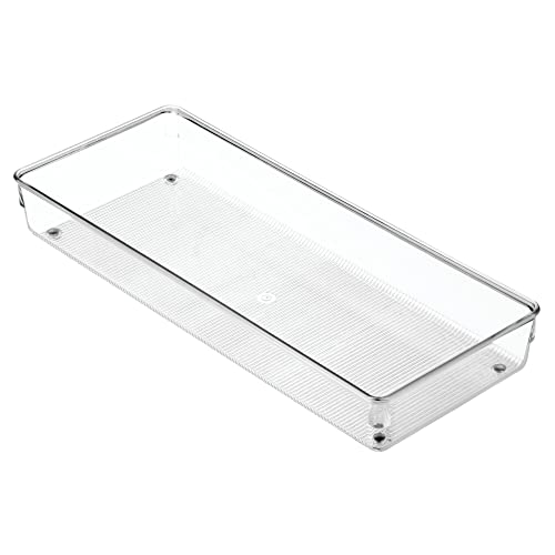 Image of InterDesign Linus Kitchen Drawer Organizer - Set of 2 Storage Trays for Silverware and Utensils - Clear