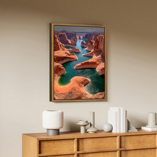 Image of Glen Canyon Wall Art Colorado River Landscape Wall Decor Arizona National Park Wall Art Southwestern Desert Scenery Canvas Prints Red Rock Mountain Picture for Bedroom Bathroom Home Decoration 16x24 inch