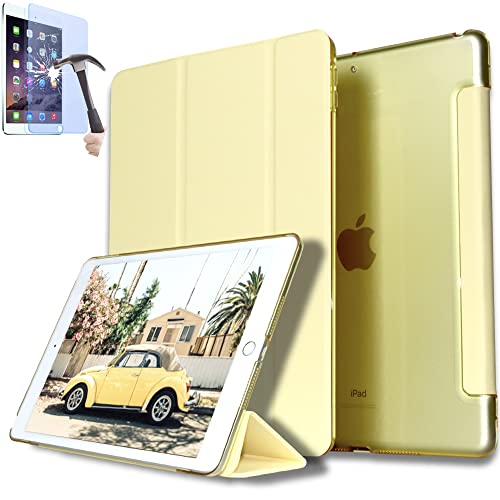 GWAAN【強化ガラスフィルム付き(ブルーライトカット)】iPad 10.2 第9世代(2021) 第8世代(2020) 第7世代(2019) スマートカバー ケース 三つ折り保護カバー クリアバックケース 自立スタンド・オートスリープ機能 軽量・薄型・ハードタイプ A2602 A2604 A2603 A2605 A2197 A2200 A2198 A2270 A2428 A2429 A2430