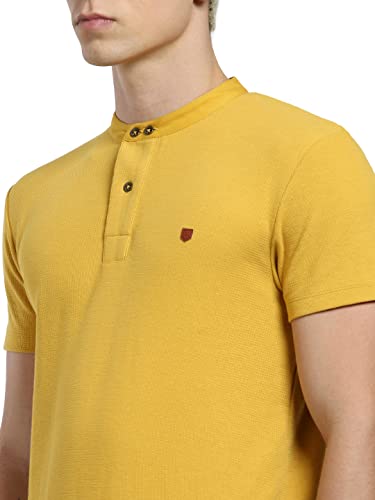 Image of Jack & Jones Men's Cotton Blend Henley Style Solid Slim Fit T-Shirt