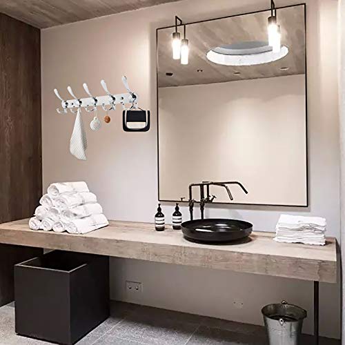 Phingeer Wall Mounted Coat Rack, Heavy Duty Stainless Steel With 5 Tri Hooks Metal Decorative Hook Rail For Hanging Coats, Hanger, Hat, Towel, Backpack, Robes, Mudroom, Bathroom (Silver, 2 Packs) #TOP2