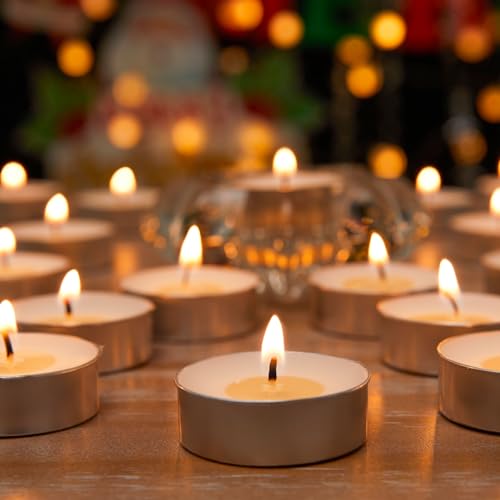 Tea Lights Candles 50 Pack[6-7 Hours Long Burning][Burn Clean] Unscented White Tealight Candles Small Mini Tea Candles White Bulk Tea Light Candles for Wax Melt Warm Tea Coffee Power Outages