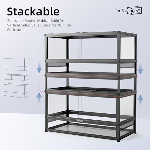 Image of 36x18x18 Glass Reptile Terrarium, 50 Gallon Aluminum Frame Reptile Enclosure with Waterproof Base, Sliding Doors, Screen Top & Stackable Design for Snakes Geckos Lizards