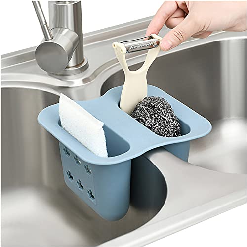 UMIKAkitchen Schwammhalter Spülbecken Organizer Mit Sieb,Abflusssieb Silikon Hängend,Küchenutensilienhalter Spüle Halter Korb,Waschbecken Regal Seifenschwamm Ablaufständer Cover