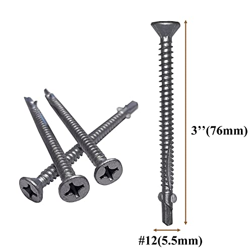 Bobibbi Flat Head Self Drilling Wood To Metal Screws 12