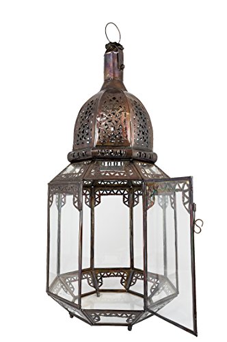 Orientalische Laterne aus Metall & Glas Haifa Klar 60cm groß | Marokkanische Gartenlaterne für draußen, Innen als… – Bild 4