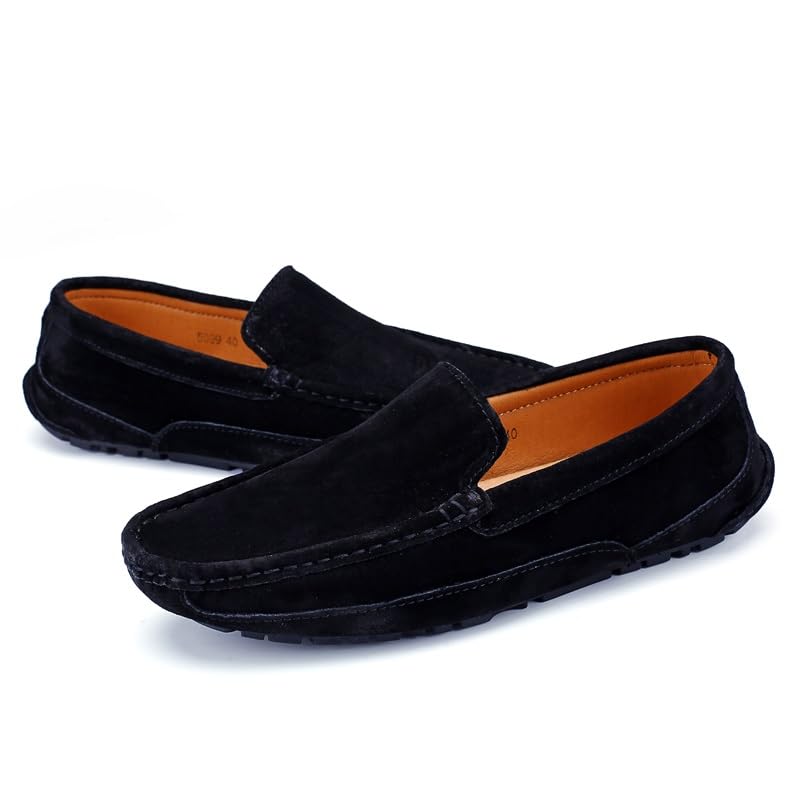 Mens Loafers Shoe Solid Color Round Toe Suede Vamp Moccasins Shoes Flexible Anti-Slip Comfortable Walking Slip On3