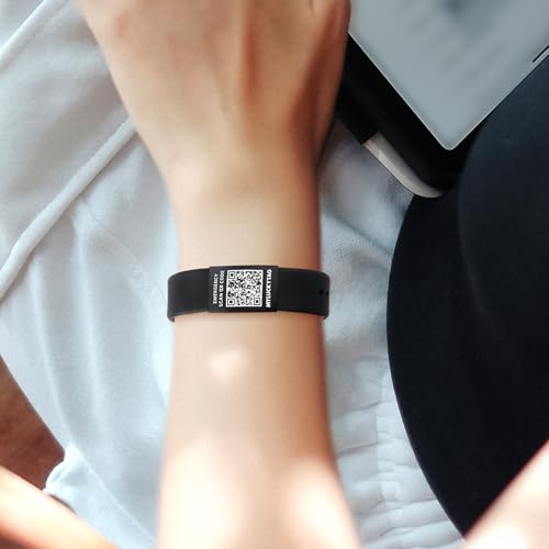 MYLUCKYTAG Pulseira de identificação médica QR Code - Pulseira de alerta médico - Pulseira de emergê