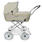 EICHHORN Kinderwagen Weidenkorb - Kinderwagen aus echter Weide, handgeflochten, Korb Natur, Stoff Beige