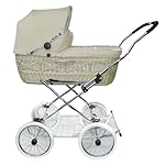 EICHHORN Weidenkorbkinderwagen, Korb Weide Natur, Stoff Beige - große Liegefläche, weich gefedert, inklusive Matratze und Regenschutzbezug5-rf-eva