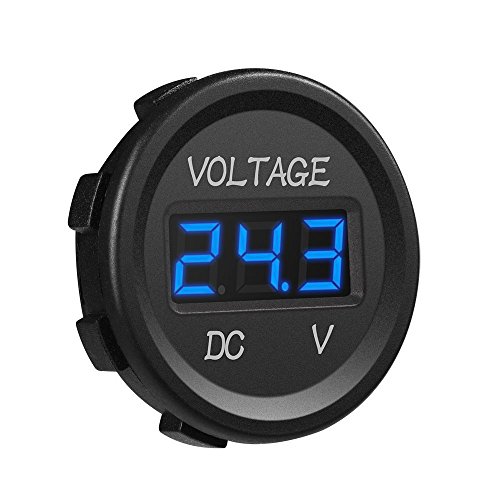 GZLMMY DC 12 V LED Digital Display Voltmeter Wasserdicht für Boot Marine Fahrzeug Motorrad LKW ATV UTV Auto Camper Caravan Runde Panel (Blau)