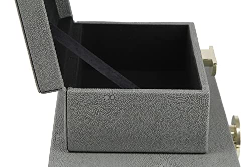 HofferRuffer Faux Leather Jewelry Boxes, Decorative Boxes Storage Accessory Organizer with Gold Hardware Decor, Classic Vegan Leather Set of 2 Pieces (Dark Grey)