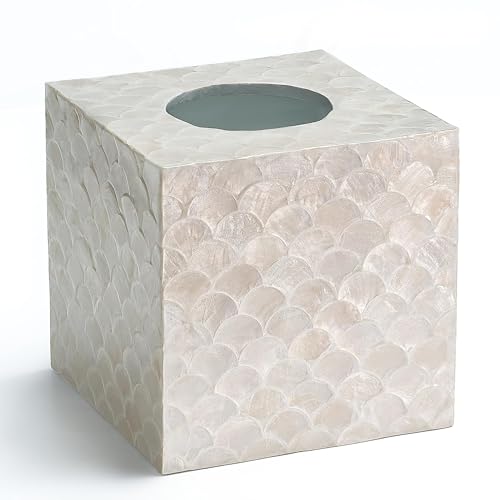 CHI AN HOME 5.8” Capiz Tissue Box Cover, Square Decorative