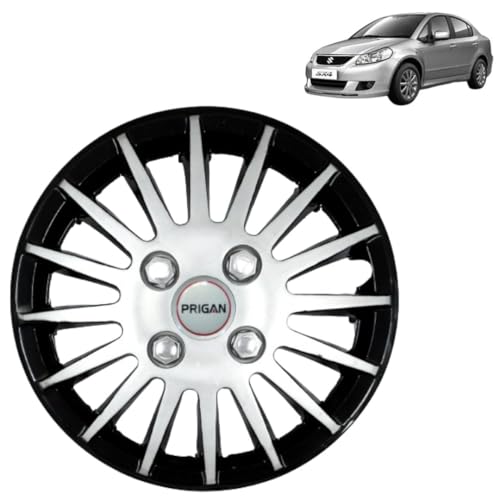 Image of Prigan Sx4 Black Silver Wheel Cover 15 inch for Maruti SX4 (Set of 4 Pcs) (Press Fitting) Model- Camry DC 15