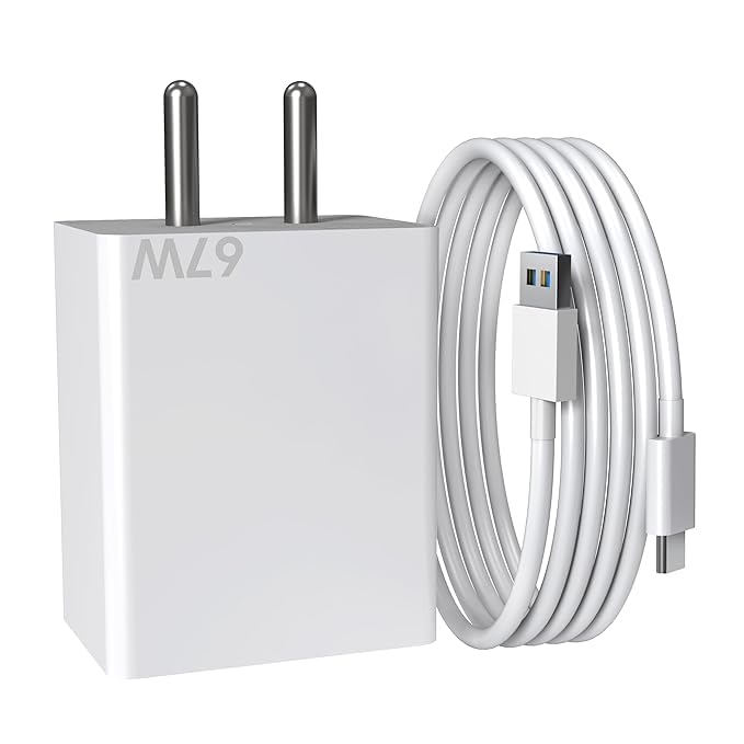 Image of 67 Watt Fast Charger Type C Charging Adapter - Quick Charge 4.0 Power Delivery PD Charger with Cable for Redmi Note, Poco, Mi Phone Series