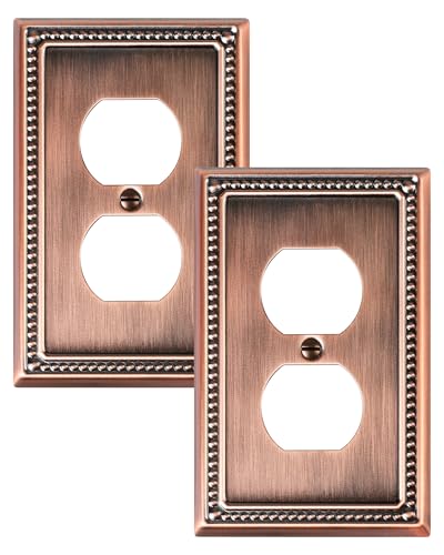 TREEWELL 2-Pack Duplex Switch Plates and Outlet Covers, Antique Copper