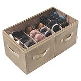 Moteph Shoe Organizer Closet Storage Solution with Clear Cover & Adjustable Dividers for Shoes, Hand