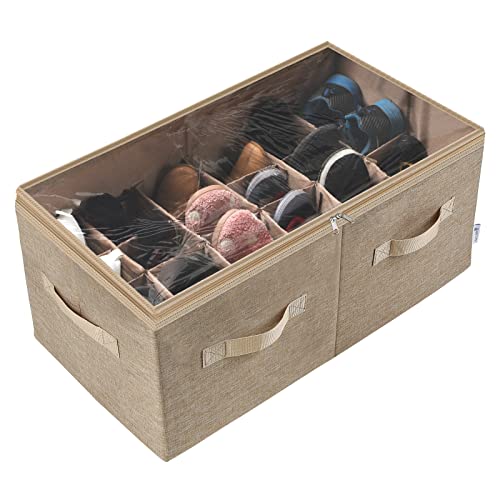 Moteph Shoe Organizer for Closet - Shoe Storage Organizer for Closet Organization with Clear Cover & Adjustable Dividers, Shoe Rack & Basket - (Light Brown, Large - 24 Pairs) by Moteph - Used condition - US$33.04