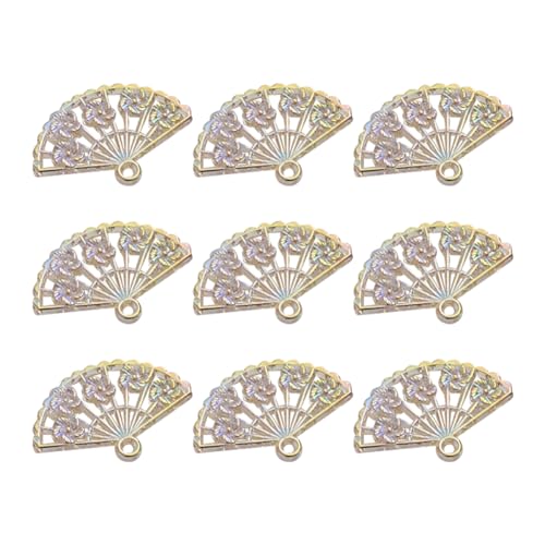 UUYYEO 60 Pcs AB Color Mini Fan Charms Holographic Folding Fan Charms Colorful Hollow Fan Charms Pendant Jewelry Making Charms for Earrings Necklaces