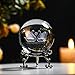 HDCRYSTALGIFTS 3D Engraving Crystal Double Swan Figurine with Love Heart Sphere 60mm(2.3inch) Crystal Ball Paperweight with Stand Base Valentines for Girls Women