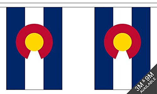 Flagtex Colorado Fabric Bunting – 9m with 30 Flags – Indoor & Outdoor Decoration – String Flags Banners CO State USA American West Rocky Mountains